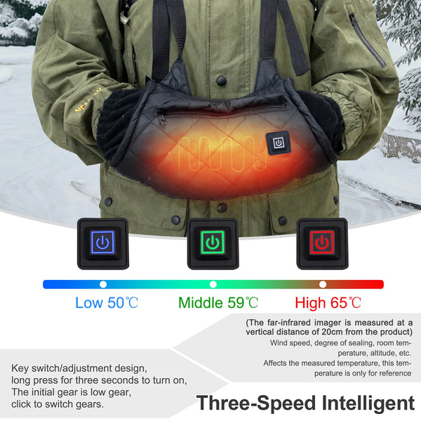 Portable Electric Heated Hand Warmer Outdoor Waterproof Heated Hand Muff Electric Heating Hand Warming Pouch Waist Bag Adjustabl